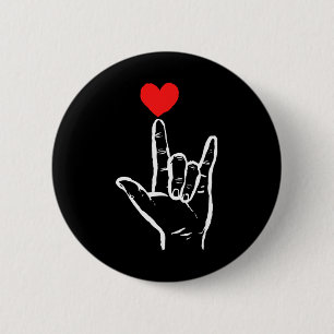 Asl I Love You Hand Heart American Sign Language V 6 Cm Round Badge