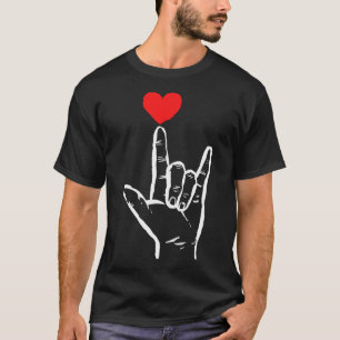 Asl I Love You Hand Heart American Sign Language V T-Shirt