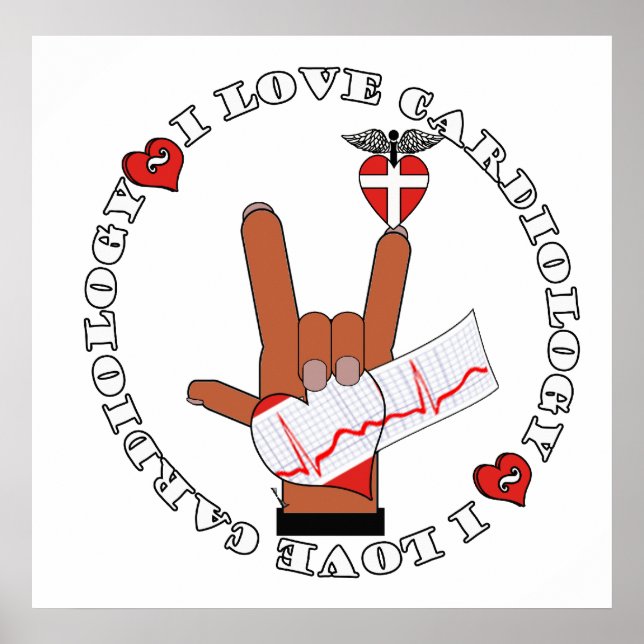 ASL I Love You HAND Sign- I LOVE CARDIOLOGY POSTER (Front)