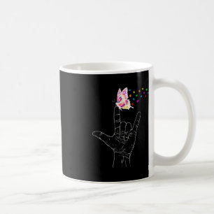 ASL I Love You Hand Sign Language Butterfly Autism Coffee Mug