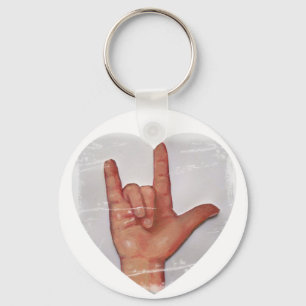 ASL "I LOVE YOU" HEART SHAPE #2 KEY RING