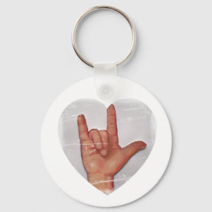ASL "I LOVE YOU" HEART SHAPE #2 KEY RING
