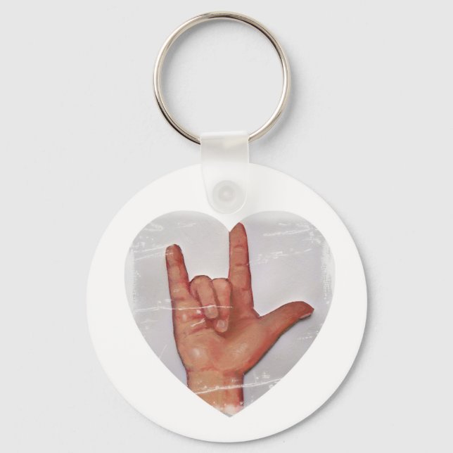 ASL "I LOVE YOU" HEART SHAPE #2 KEY RING (Front)