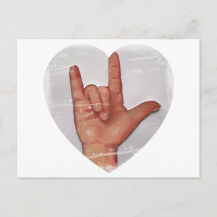 ASL "I LOVE YOU" HEART SHAPE #2 POSTCARD