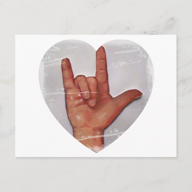 ASL "I LOVE YOU" HEART SHAPE #2 POSTCARD (Front)