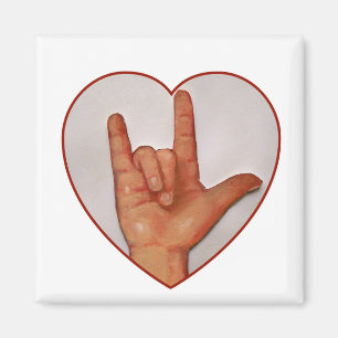 ASL I LOVE YOU, HEART SHAPED MAGNET