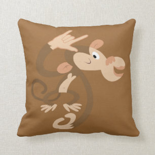 ASL I Love You Monkey Throw Pillow
