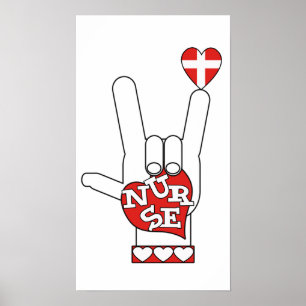 ASL I Love YOU Sign Language - HAND HEART NURSE