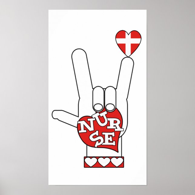 ASL I Love YOU Sign Language - HAND HEART NURSE (Front)