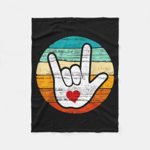 Asl I Love You, Sign Language Heart Love Valentine Fleece Blanket