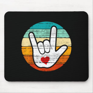 Asl I Love You, Sign Language Heart Love Valentine Mouse Mat