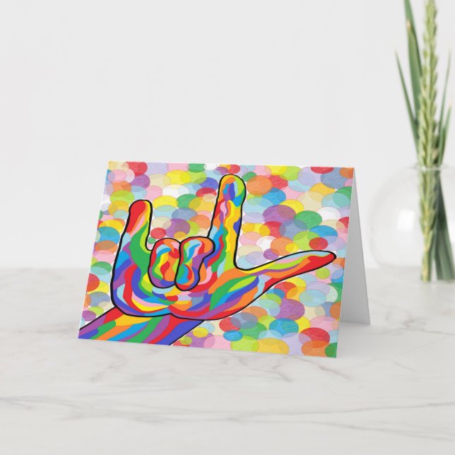 ASL I Love You with Bubble Background Card (Front)