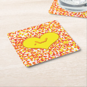 ASL-I Love You with Heart by Shirley Taylor Square Paper Coaster