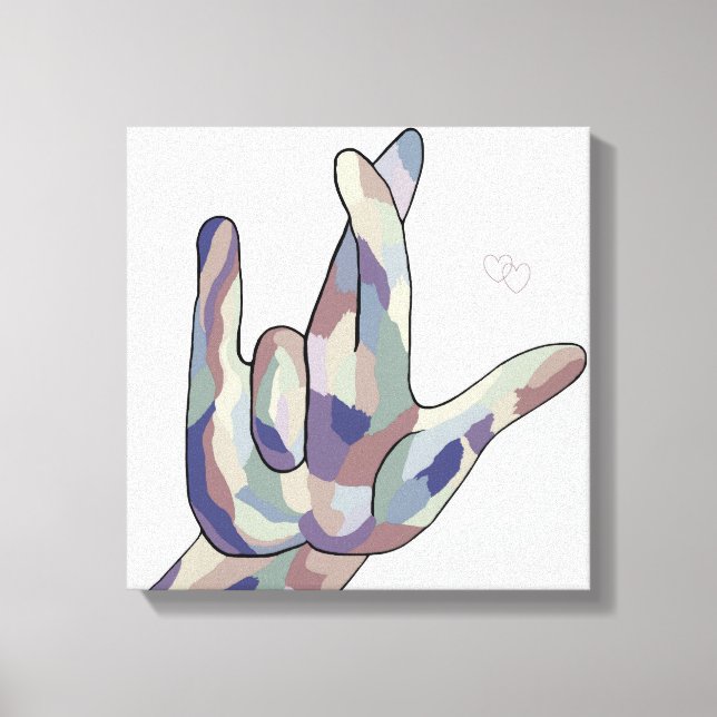 ASL I Really Love You Denim Canvas Print (Front)