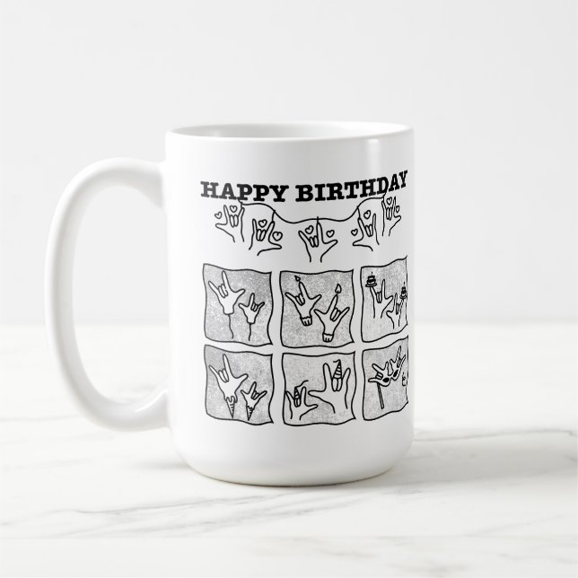 ASL ILY Obsession - Happy Birthday!  Coffee Mug (Left)