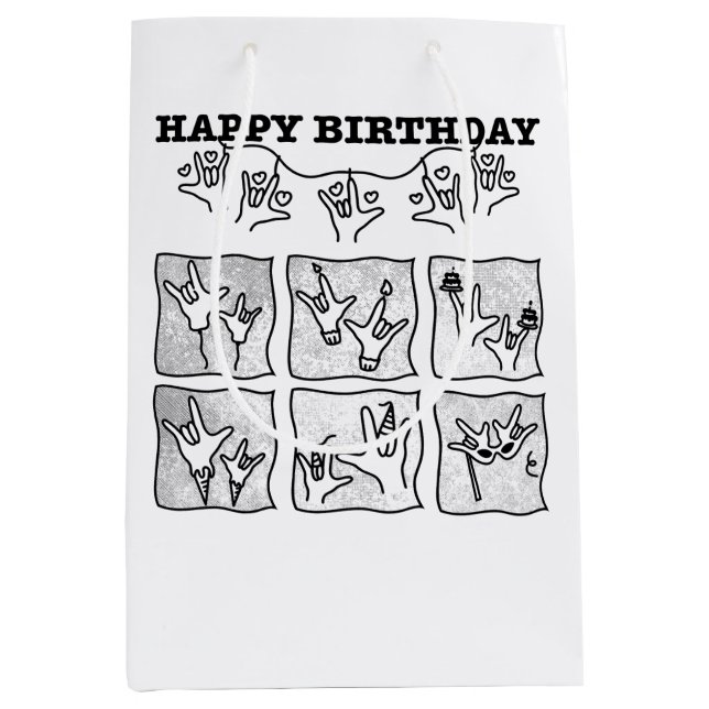 ASL ILY Obsession - Happy Birthday!  Medium Gift Bag (Front)