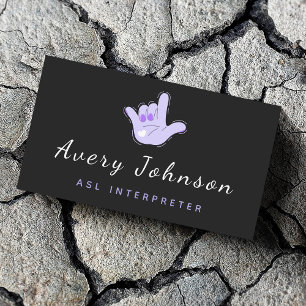 ASL Interpreter Sign Language Cool Hand Modern Fun Business Card