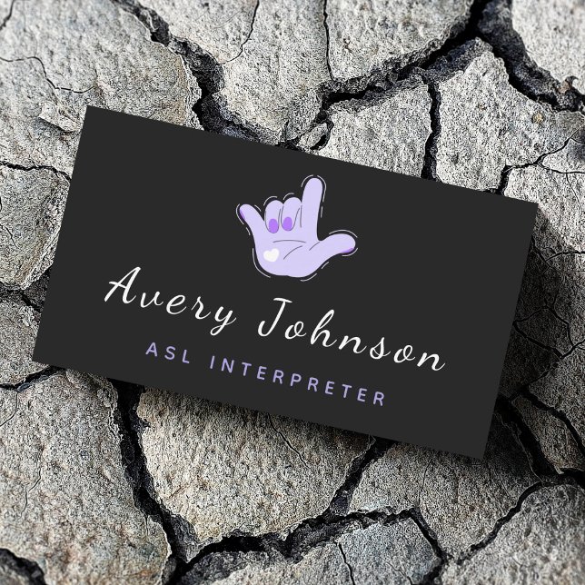 ASL Interpreter Sign Language Cool Hand Modern Fun Business Card (Creator Uploaded)