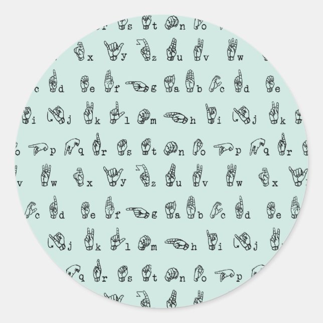 ASL Jade // American Sign Language Alphabet Classic Round Sticker (Front)