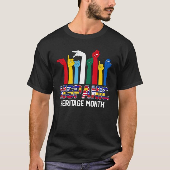 ASL Language Countries Flags Latinx Hispanic Herit T-Shirt (Front)