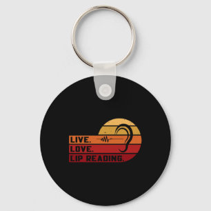 ASL Live Love Lip Reading Sign Language Deaf Aware Key Ring