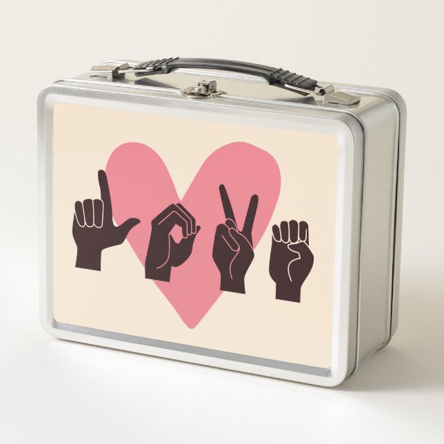 ASL Love IV - Valentine's Day Metal Lunch Box (Front)