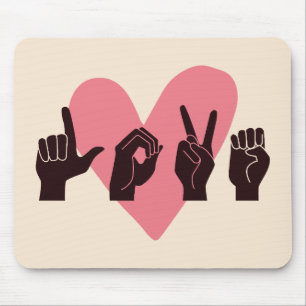 ASL Love IV - Valentine's Day Mouse Mat
