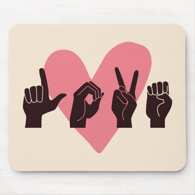 ASL Love IV - Valentine's Day Mouse Mat (Front)