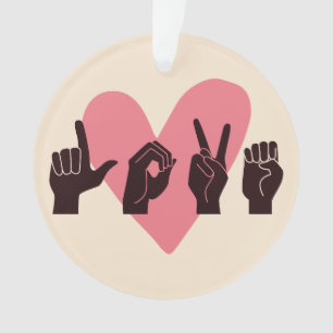 ASL Love IV - Valentine's Day Ornament
