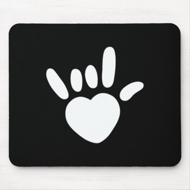 ASL Love Sign American Sign Language Deaf Awarenes Mouse Mat (Front)