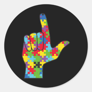 ASL Love Sign Autism Awareness Support Classic Round Sticker