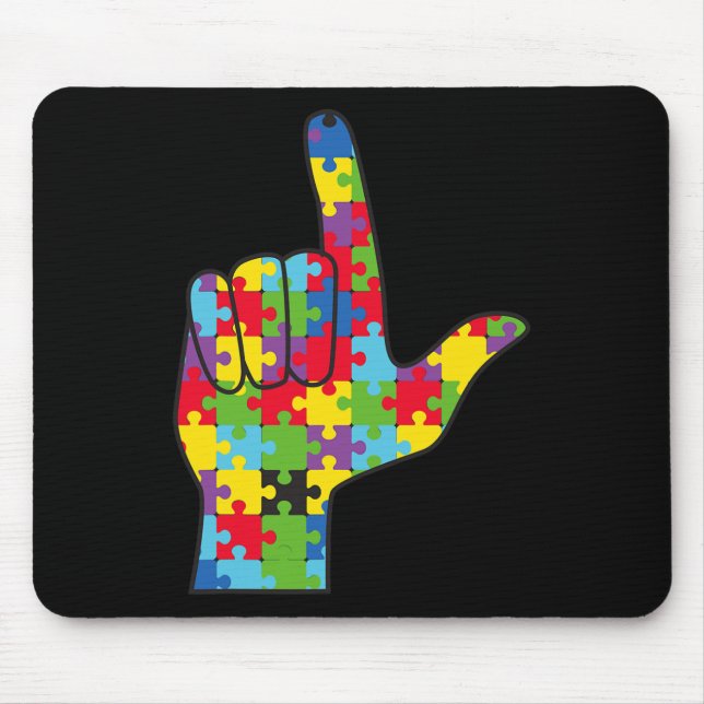 ASL Love Sign Autism Awareness Support  Mouse Mat (Front)
