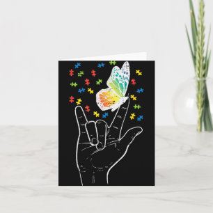 Asl Love Sign Butterfly Puzzle Autism Awareness Sp Card