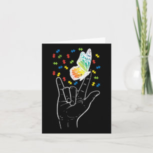 Asl Love Sign Butterfly Puzzle Autism Awareness Sp Card