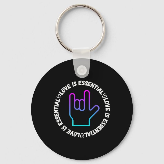 Asl Love Sign Disability Awareness  Key Ring (Front)