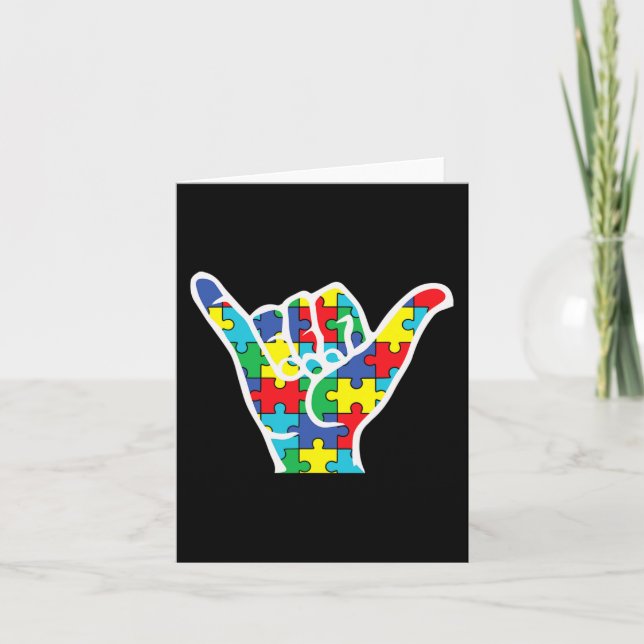 asl love sign hand autism awareness 2022 mum dad a card (Front)