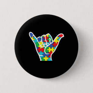 Asl Love Sign Hand Autism Awareness Mum Dad Aunt U 6 Cm Round Badge