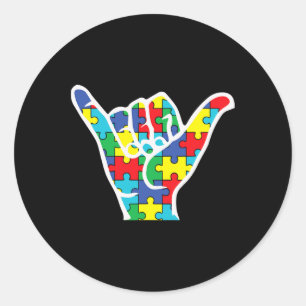Asl Love Sign Hand Autism Awareness Mum Dad Aunt U Classic Round Sticker