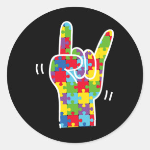 Asl Love Sign Language Autism Awareness Month Asl Classic Round Sticker