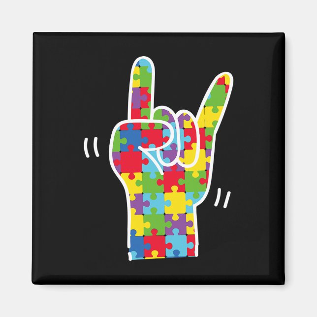 ASL Love Sign Language Autism Awareness Month ASL  Magnet (Front)