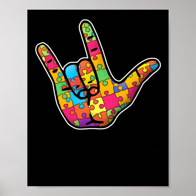 ASL Love Sign Language Autism Awareness Support (Front)