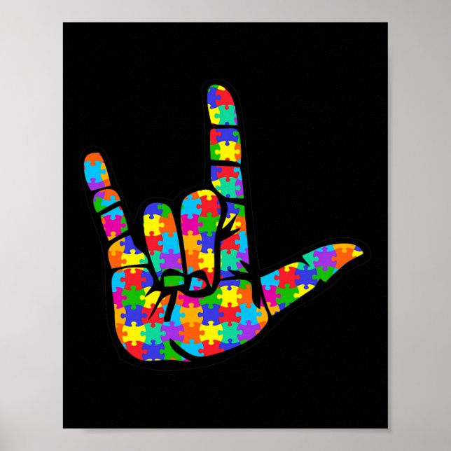 ASL Love Sign Language Autism Awareness Support 3 (Front)
