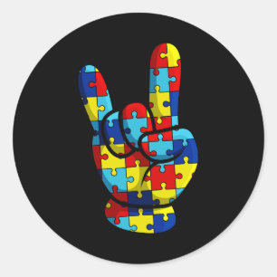 ASL Love Sign Language Autism Awareness Support Bo Classic Round Sticker