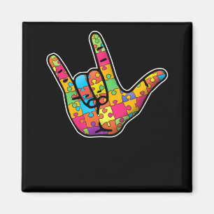 ASL Love Sign Language Autism Awareness Support Magnet