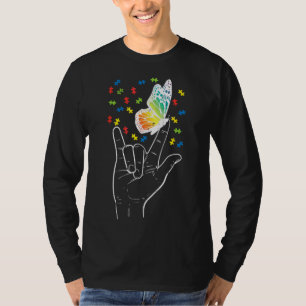 ASL Love Sign Language Autism Awareness Support T-Shirt