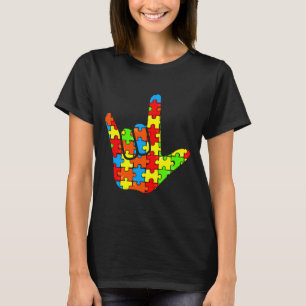 Asl Love Sign Language Autism Awareness Support T-Shirt