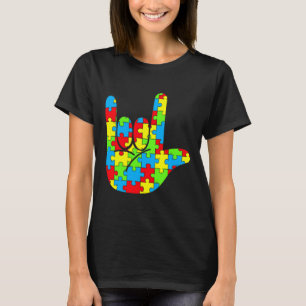 ASL Love Sign Language Autism Awareness T-Shirt