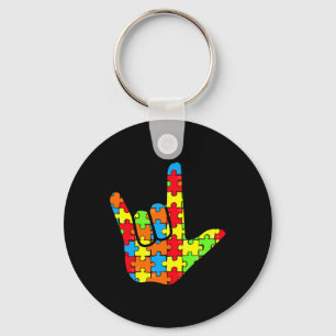 ASL Love Sign Language Autism Gift Awareness Suppo Key Ring