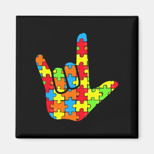 Asl Love Sign Language Autism Gift Awareness Suppo Magnet