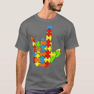 ASL Love Sign Language Autism Gift Awareness Suppo T-Shirt